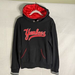 Women’s New York Yankees Black Hoodie Satin Lined Hood Rhinestones
